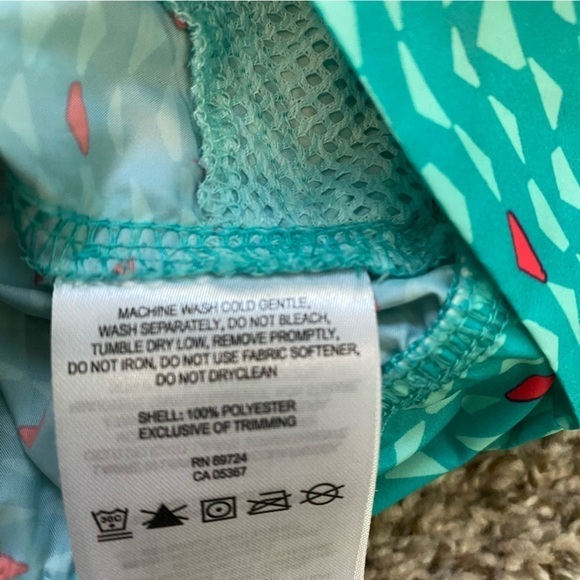 Columbia Women’s Windbreaker Rain Jacket Teal and Hot Pink Aztec Print Sz Small - Picture 11 of 12